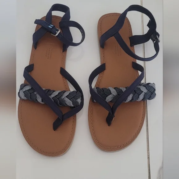 Toms stylish Navy Sandals with Braided Strap - Picture 1 of 5